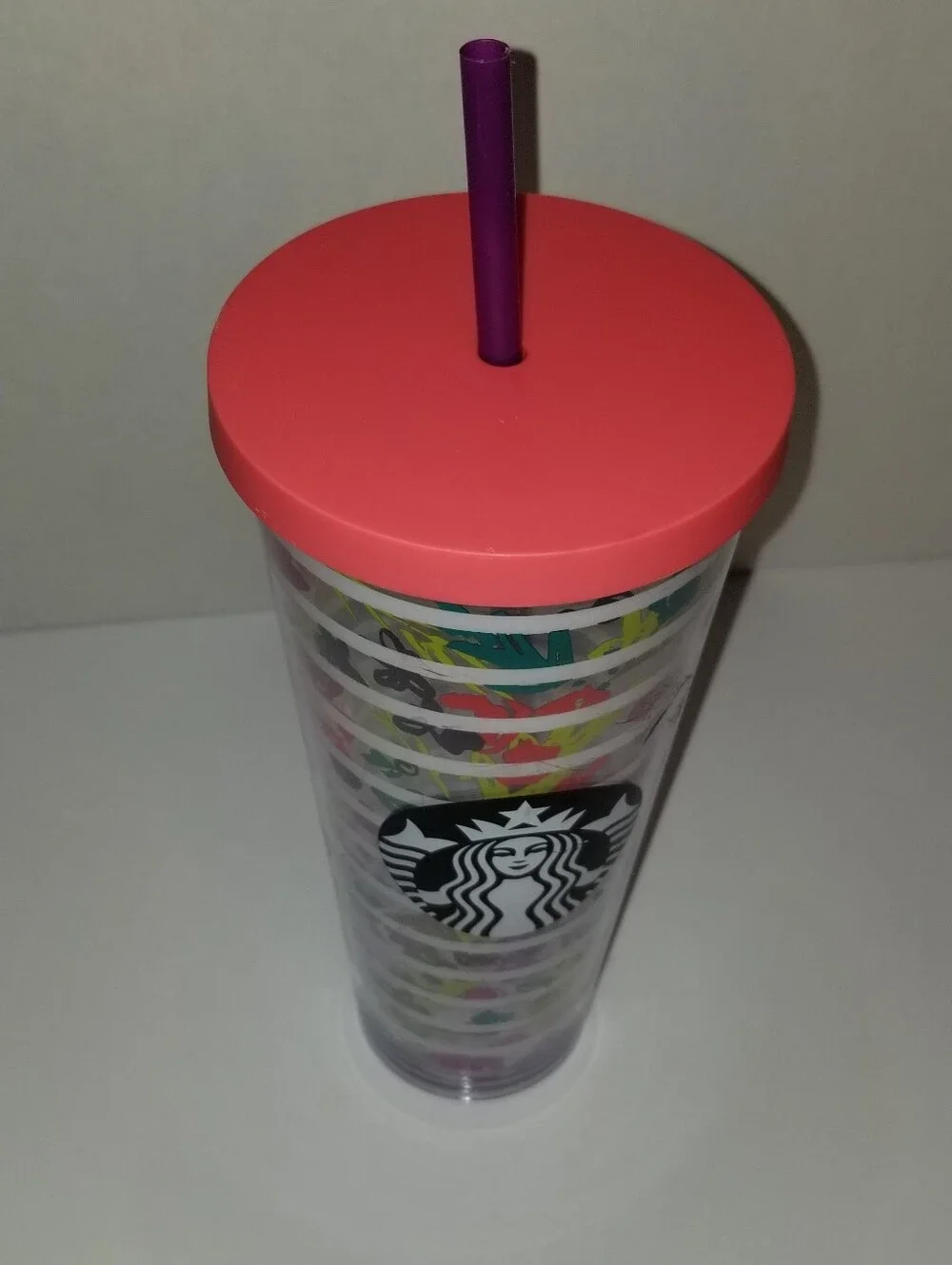 Starbucks 2017 Floral Stripes Cold Cup Tumbler